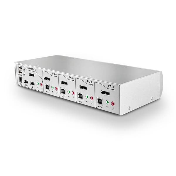 LINDY 39305 4 Port DisplayPort 1.2, USB 2.0 & Audio KVM Switch Pro