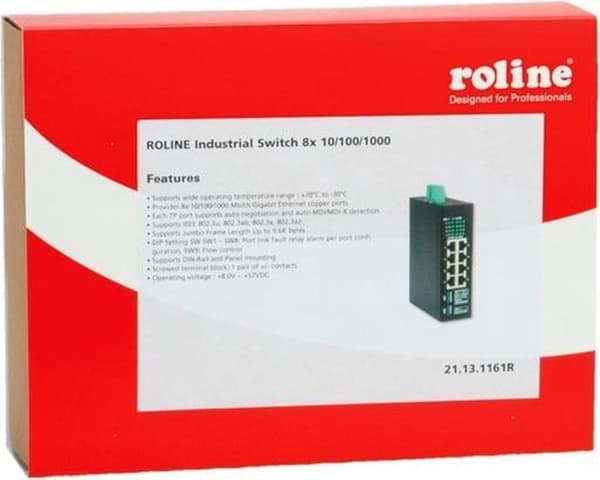 ROLINE Industry Gigabit Switch, 8x RJ-45