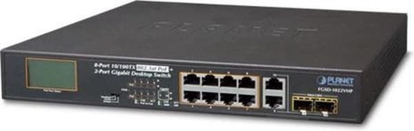 PLANET FGSD-1022VHP Nätverksswitch Unmanaged L2 Fast Ethernet (10/100) Power over Ethernet (PoE) 1U Blå