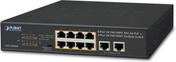 PLANET GSD-1008HP Network Switch Unmanaged Gigabit Ethernet (10/100/1000) Power over Ethernet (PoE) 1U Blå