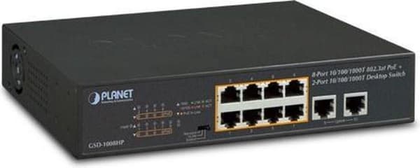 PLANET GSD-1008HP Network Switch Unmanaged Gigabit Ethernet (10/100/1000) Power over Ethernet (PoE) 1U Blå