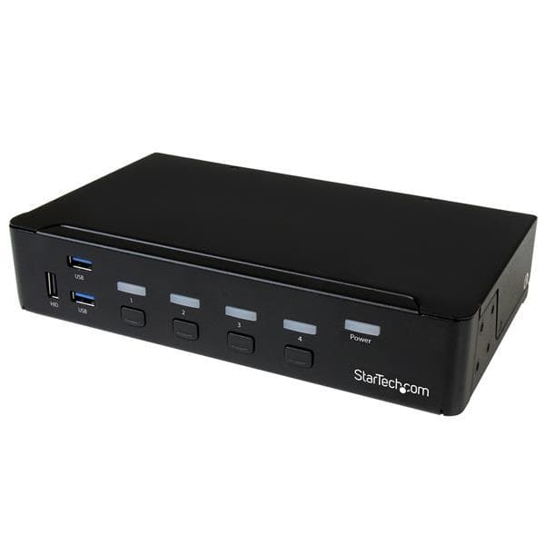 StarTech.com 4-porttinen DisplayPort KVM-kytkin sisäänrakennetulla USB3.0-keskittimellä - 4K - KVM/USB-kytkin - USB - 4 x KVM/Audio/USB + 3 x SuperSpe musta