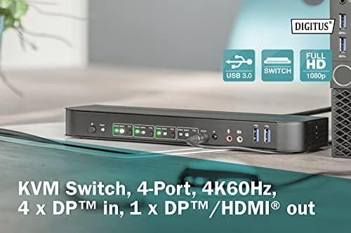 DIGITUS - KVM/Audio Switch - 4 x KVM/Audio - 1 lokal användare - Desktop