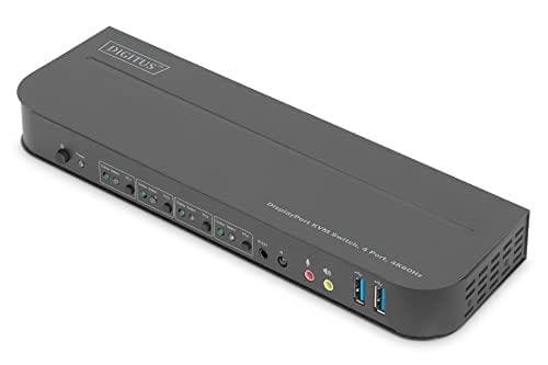 DIGITUS - KVM/äänikytkin - 4 x KVM/ääni - 1 paikallinen käyttäjä - työpöytä musta