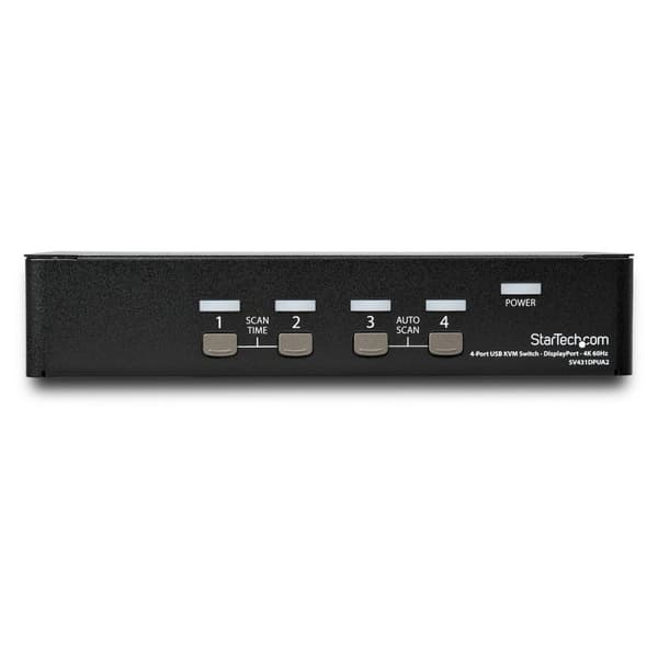 StarTech.com 4-portar DisplayPort KVM-switch - 4K 60Hz - KVM/ljudswitch - 4 x KVM/Audio - 1 lokal användare - Desktop - AC 100-240V