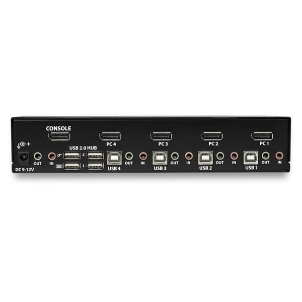 StarTech.com 4-portar DisplayPort KVM-switch - 4K 60Hz - KVM/ljudswitch - 4 x KVM/Audio - 1 lokal användare - Desktop - AC 100-240V