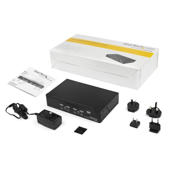 StarTech.com 4-portar DisplayPort KVM-switch - 4K 60Hz - KVM/ljudswitch - 4 x KVM/Audio - 1 lokal användare - Desktop - AC 100-240V