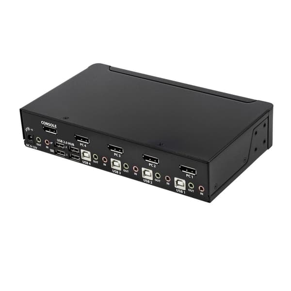 StarTech.com 4-portar DisplayPort KVM-switch - 4K 60Hz - KVM/ljudswitch - 4 x KVM/Audio - 1 lokal användare - Desktop - AC 100-240V