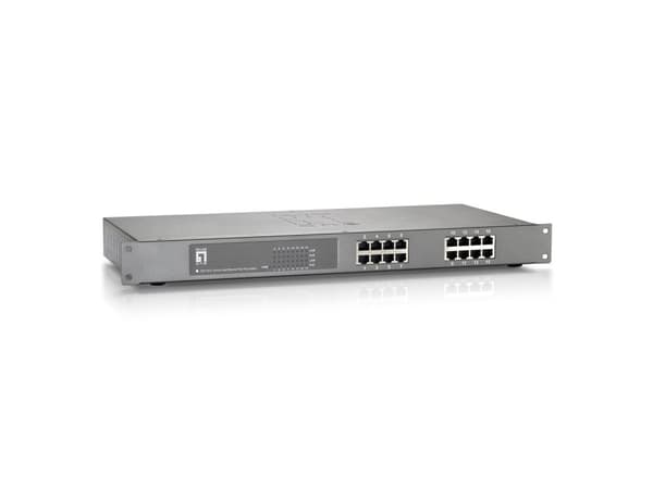 LevelOne FEP-1612W380 16-portars Fast Ethernet PoE+-switch [16x FE PoE-utgångar, 380W, 4k MAC, 3,2 GBps]