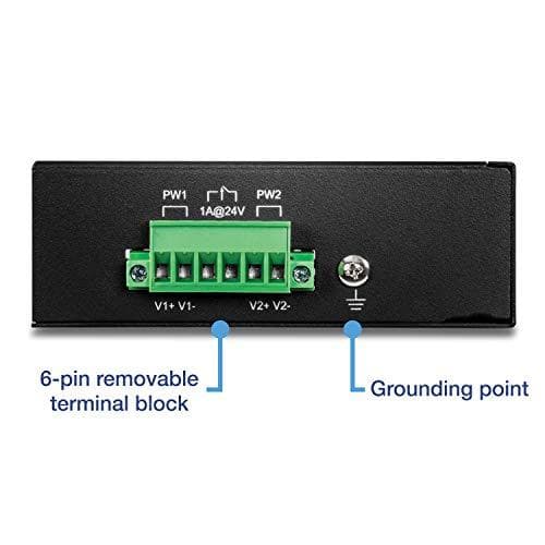 TRENDnet TI-PE80 - Teollisuus - Kytkin - 8 x 10/100 (PoE+) - DIN-kiskoon kiinnitettävä, seinäasennus - PoE+ (200 W) - Tasavirta