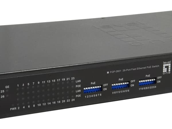 LevelOne FGP-2601W150 - Kytkin - 24 x 10/100 (PoE+) + 2 x 10/100/1000 - Pöytäkone, telineeseen asennettava - PoE+ (FGP-2601W150)