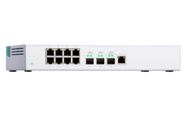 QNAP QSW-308-1C - Switch - Ohanterad - 2 x 10 Gigabit SFP+ + 1 x C 10G-bitars SFP+ + 8 x 10/100/1000 - Desktop