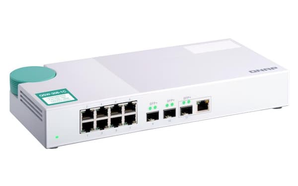QNAP QSW-308-1C - Switch - Ohanterad - 2 x 10 Gigabit SFP+ + 1 x C 10G-bitars SFP+ + 8 x 10/100/1000 - Desktop