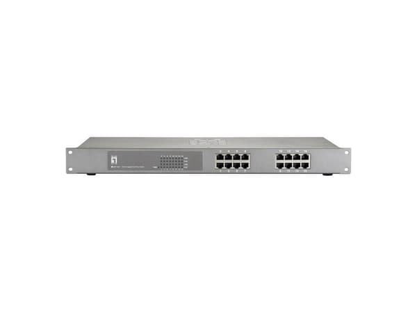 LevelOne GEP-1621 - Kytkin - hallitsematon - 16 x 10/100/1000 (PoE+) - telineeseen asennettava - PoE+ (0599013)