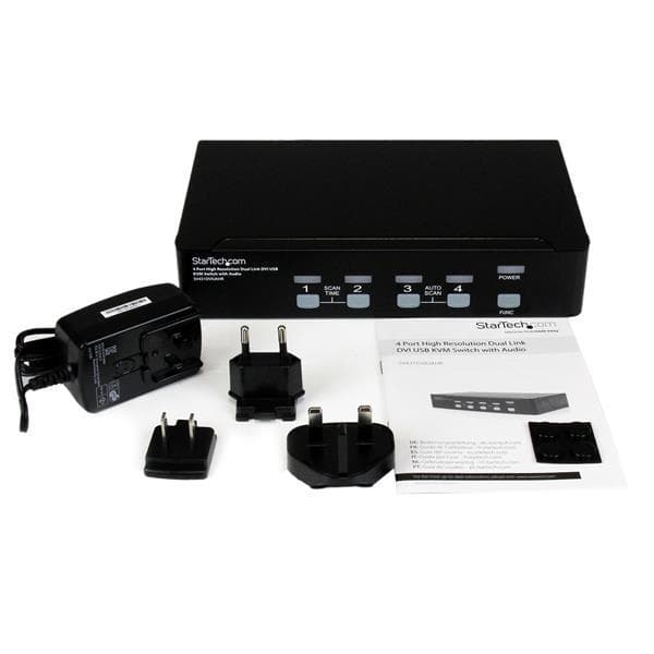 StarTech.com 4 Port Dual Link DVI USB KVM-switch med ljud - DVI KVM Desktop Switch - KVM/Audio/USB Switch - USB - 4 x KVM/Audio/USB - 1 lokal användar