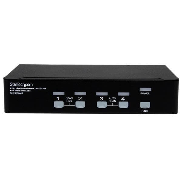 StarTech.com 4 Port Dual Link DVI USB KVM-switch med ljud - DVI KVM Desktop Switch - KVM/Audio/USB Switch - USB - 4 x KVM/Audio/USB - 1 lokal användar
