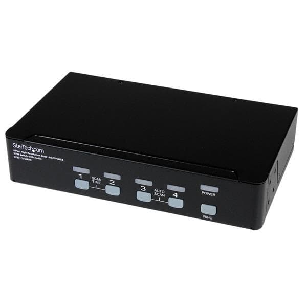 StarTech.com 4 Port Dual Link DVI USB KVM-switch med lyd - DVI KVM Desktop Switch - KVM/Audio/USB Switch - USB - 4 x KVM/Audio/USB - 1 lokal bruger -