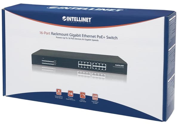 Intellinet 560993 nätverksswitch Unmanaged L2 Gigabit Ethernet (10/100/1000) Power over Ethernet (PoE) 1U Svart