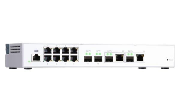 QNAP QSW-M408-2C - Kytkin - hallittu - 2 x 10 Gigabit SFP+ + 2 x C 10 G-Bit SFP+ + 8 x 10/100/1000 - Pöytäkone