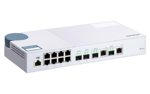 QNAP QSW-M408-2C - Kytkin - hallittu - 2 x 10 Gigabit SFP+ + 2 x C 10 G-Bit SFP+ + 8 x 10/100/1000 - Pöytäkone