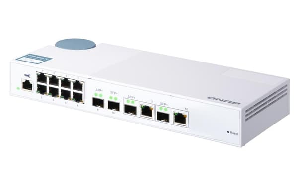 QNAP QSW-M408-2C - Kytkin - hallittu - 2 x 10 Gigabit SFP+ + 2 x C 10 G-Bit SFP+ + 8 x 10/100/1000 - Pöytäkone