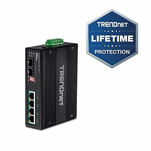 TRENDnet TI-PG62B - switch - ohanterad - 4 x 10/100/1000 (PoE+) + 2 x Gigabit SFP - DIN-skena monteringsbar, väggmonterbar - PoE+ (120W) - DC (TI-PG62