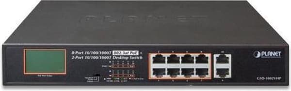 Planet GSD-1002VHP nätverksswitch Unmanaged Gigabit Ethernet (10/100/1000) Svart 1U Power over Ethernet (PoE)