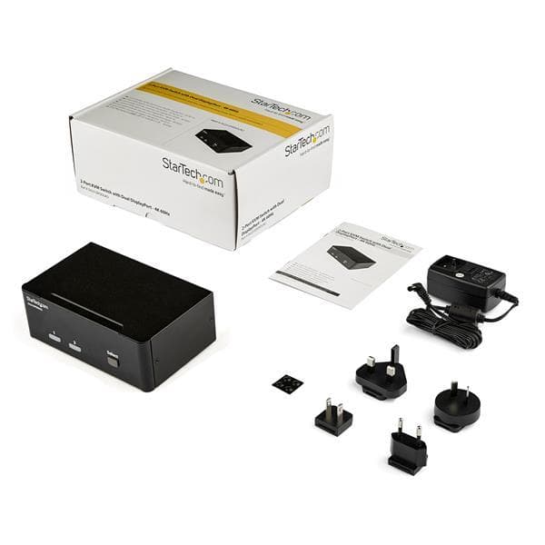 StarTech .com 2-portars DisplayPort Dual Monitor KVM-switch - DisplayPort KVM - 4K 60 Hz - KVM/Audio/USB-switch - 2 portar Denna dubbla DisplayPort KV
