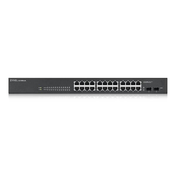 Zyxel GS1900-24 - Switch - Smart - 24 x 10/100/1000 + 2 x Gigabit SFP (Uplink) - Desktop, rackmonterbar