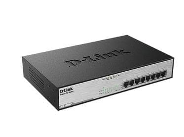 D-Link DGS-1008MP 8-portars Gigabit-switch för stationär dator (8 x 10/100/1000 BASE-T-portar, stöder PoE+)