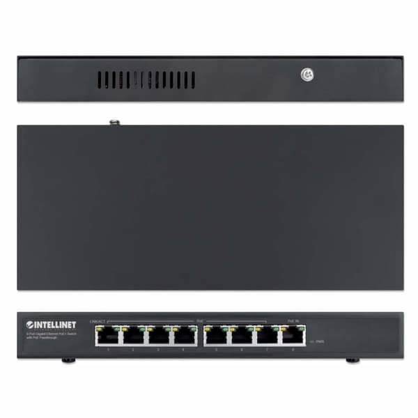 Intellinet IPS-08G-85W - Switch - ohanterad - 8 x 10/100/1000 (PoE+) - Desktop - PoE Passthrough / PoE+ (85 W)