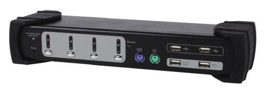 Udstyr Dual Monitor 4-Port Combo - KVM/Audio/USB Switch - PS/2, USB - 4 x KVM/Audio - 1 lokal bruger - Desktop (331544) Sort