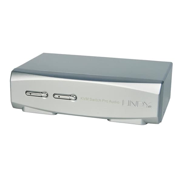 Lindy KVM Switch Pro - KVM-kytkin - 2 x KVM-porttia - 1 paikallinen käyttäjä - Työpöytä Hopea