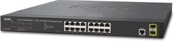 PLANET GS-4210-16T2S Network Switch Managed L2/L4 Gigabit Ethernet (10/100/1000) 1U Blå