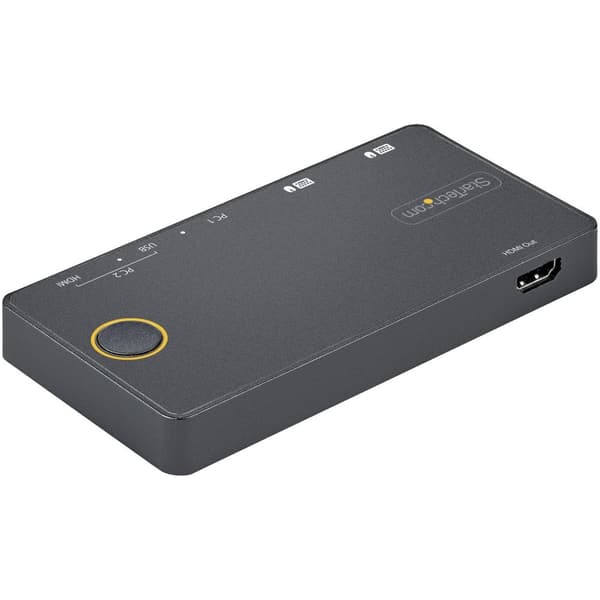 StarTech.com 2-portars hybrid KVM-switch HDMI + USB-A & USB-C - 4K 60Hz HDMI 2.0-skärm - Kompakt stationär och/eller bärbar dator HDMI KVM-switch - US