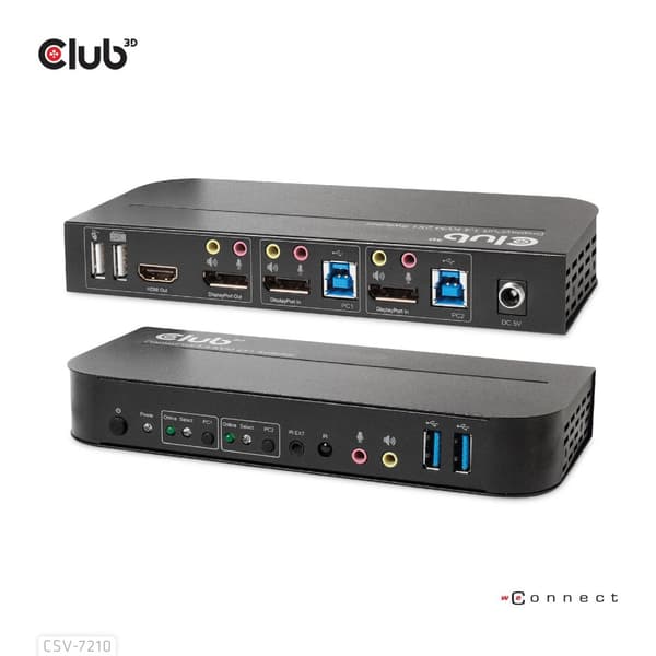 Club 3D CSV-7210 - KVM/Audio switch - 2 x KVM/Audio - 1 lokal bruger - desktop