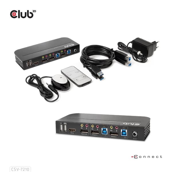 Club 3D CSV-7210 - KVM/Audio switch - 2 x KVM/Audio - 1 lokal bruger - desktop