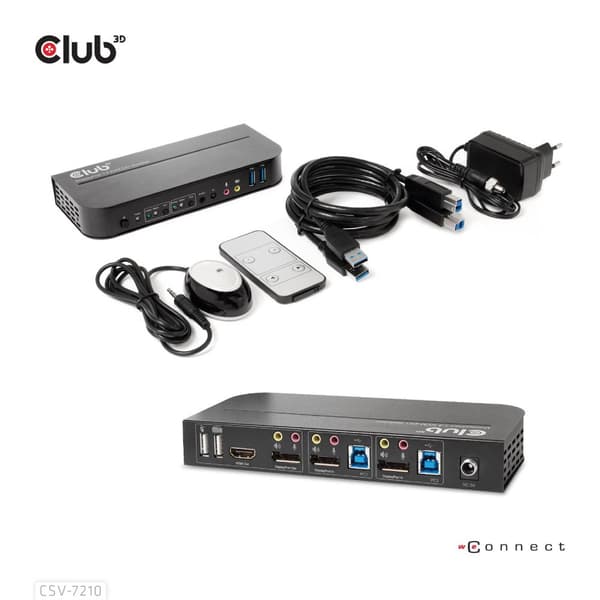 Club 3D CSV-7210 - KVM/Audio switch - 2 x KVM/Audio - 1 lokal bruger - desktop
