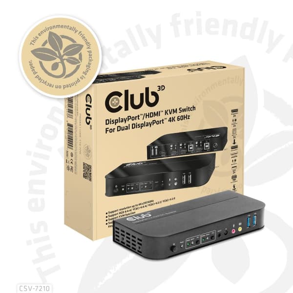 Club 3D CSV-7210 - KVM/Audio switch - 2 x KVM/Audio - 1 lokal bruger - desktop