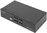 DIGITUS DS-12880 - KVM/Audio/USB-kytkin - 4 x KVM-porttia - 1 paikallinen käyttäjä - työpöytä musta