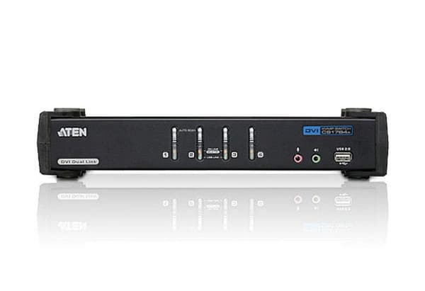 ATEN DVI Link KVM Switch USB + DVI + Audio, 4-vägs med USB 2.1 Surround Sound Audio, Inbyggd USB 2.0 Hub (CS1784A)