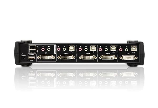 ATEN DVI Link KVM Switch USB + DVI + Audio, 4-vägs med USB 2.1 Surround Sound Audio, Inbyggd USB 2.0 Hub (CS1784A)