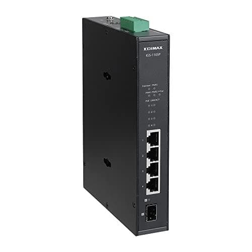 Edimax IGS-1105P - Kytkin - 4 x 10/100/1000 (PoE+) + 1 x Gigabit SFP - DIN-kiskoon kiinnitettävä, seinälle asennettava - PoE+ (120 W) (IGS-1105P)