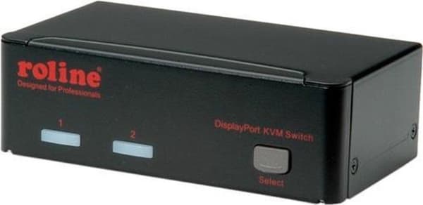 ROLINE DisplayPort USB 2.0 KVM -kytkin, 1 käyttäjä - 2 PC musta