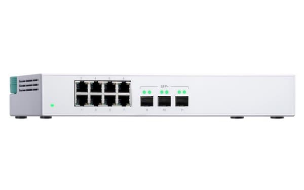 QNAP QSW-308S - switch - ohanterad - 3 x 10 Gigabit SFP+ + 8 x 10/100/1000 - stationär