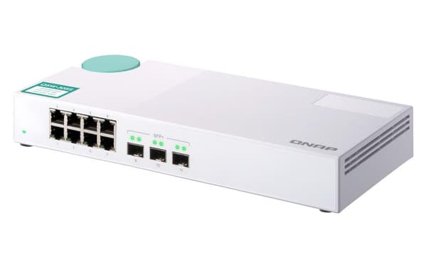 QNAP QSW-308S - switch - ohanterad - 3 x 10 Gigabit SFP+ + 8 x 10/100/1000 - stationär