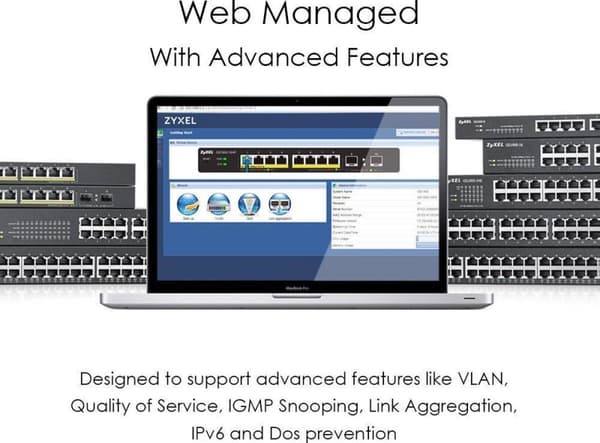 Zyxel GS1900-8 8-portars Gigabit Smart Managed Switch - fläktlös design