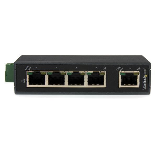 StarTech Industrial 5-porttinen Ethernet-kytkin DIN-kiskoon asennukseen - Hallitsematon - Fast Ethernet (10/100) - IEEE 802.1p - IEEE 802.3 - IEEE 802