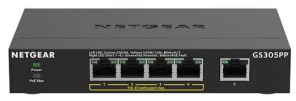 NETGEAR GS305PP - Verkkokytkin - Hallitsematon - 5 porttia