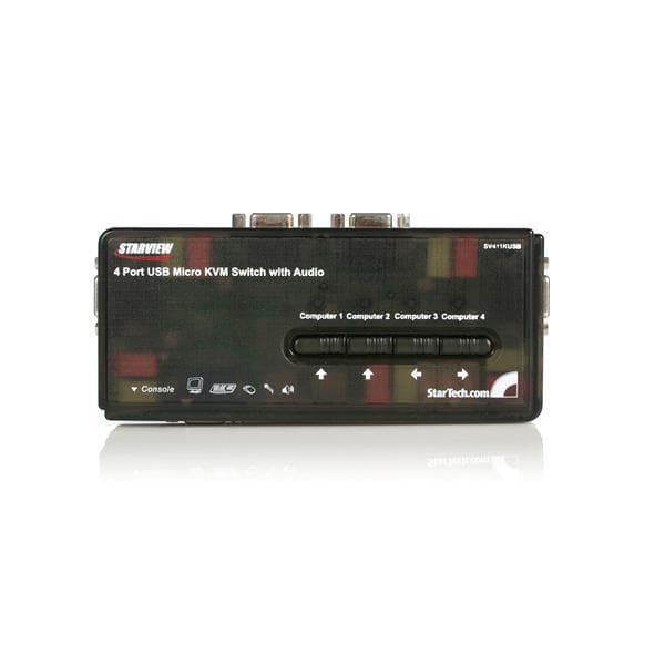 StarTech.com 4 Port VGA / USB KVM Switch - 4-Port VGA KVM Switch inkl. Kabler og lyd - KVM/Audio Switch - USB - 4 x KVM/Audio - 1 lokal bruger - Deskt Sort